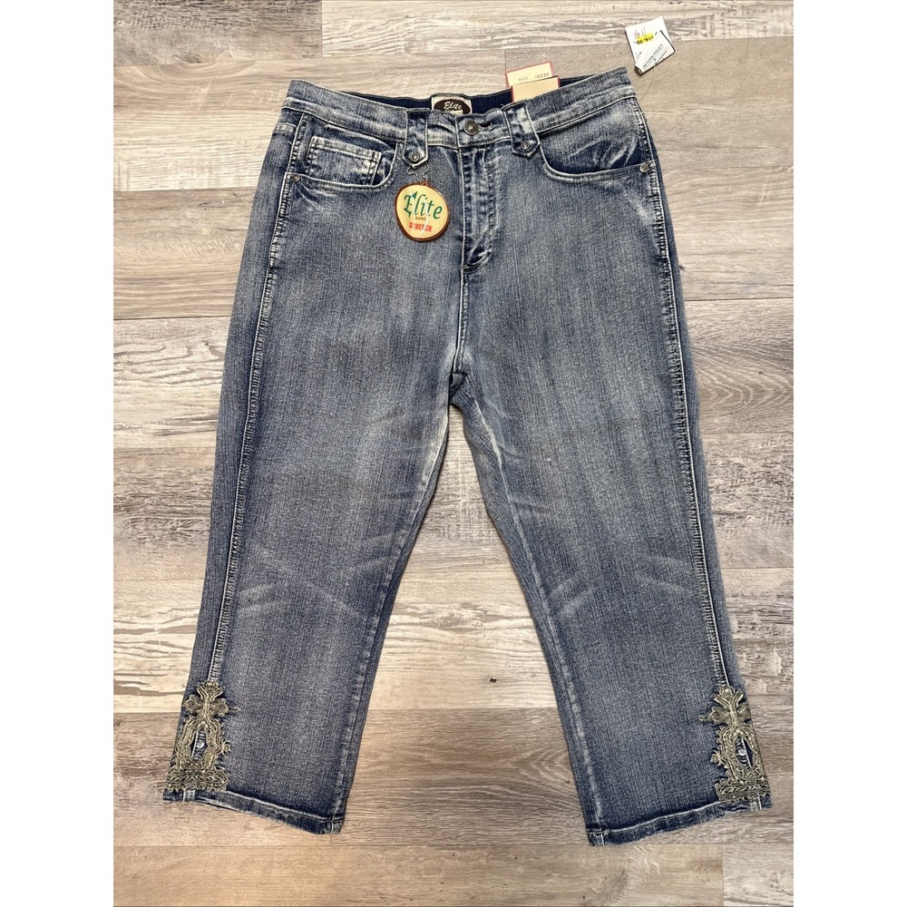 Y2k Acid Wash Elite‎ Jean Capri High Rise Pants Juniors Y2K Mom Jeans Sz 13/14